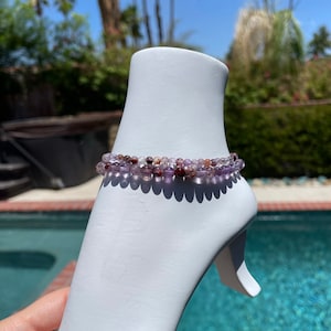 Super 7 anklet - 4mm or 6mm beads - healing, balancing, energizing all 7 chakras, mediation, psychic abilities