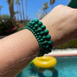Malachite Bracelet - 4mm, 6mm, 8mm or 10mm beaded intention bracelet, healing jewelry - transformation, energy, focus, guarding of the heart