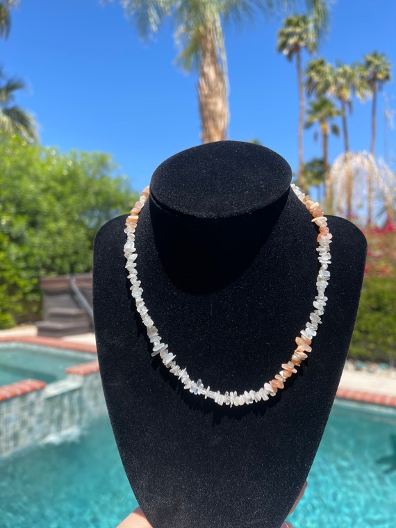Moonstone Necklace 16 Inch With Chip Beads Stone of Self discovery