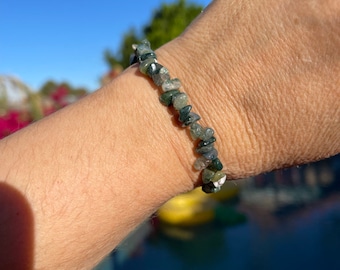 Bracciale con pepite di agata muschiata – 7 pollici (18 cm) Gioielli con pietre preziose