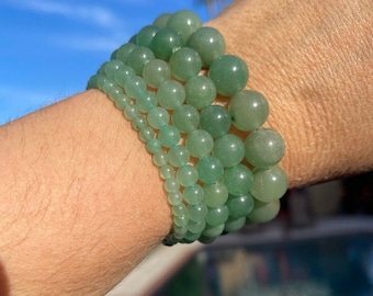 Green Aventurine bracelet - 4mm, 6mm, 8mm, 10mm or 12mm beads, healing jewelry - good luck, prosperity, calming, joy