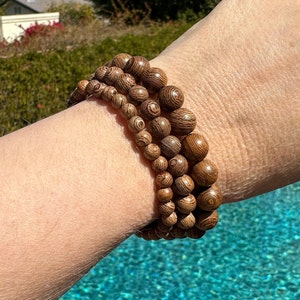 Wenge Wood bracelet #1 - 6mm, 8mm or 10mm wood beads - relaxed energy; good for slowing thoughts during meditation