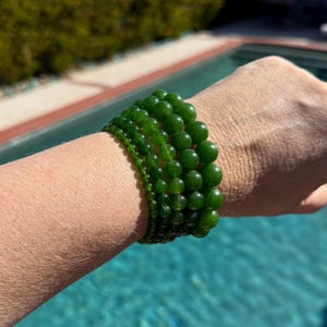 Canada Jade Bracelet - 4mm, 6mm, 8mm, 10mm or 12mm bracelet, healing jewelry - balance nerves, recharge energy, sooth mind, dream stone
