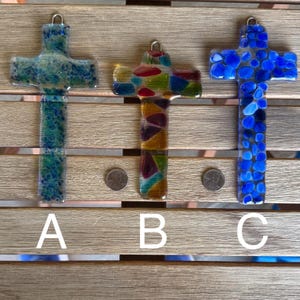 Fused Glass Cross - 3x6x.25 inches - perfect for hanging in window