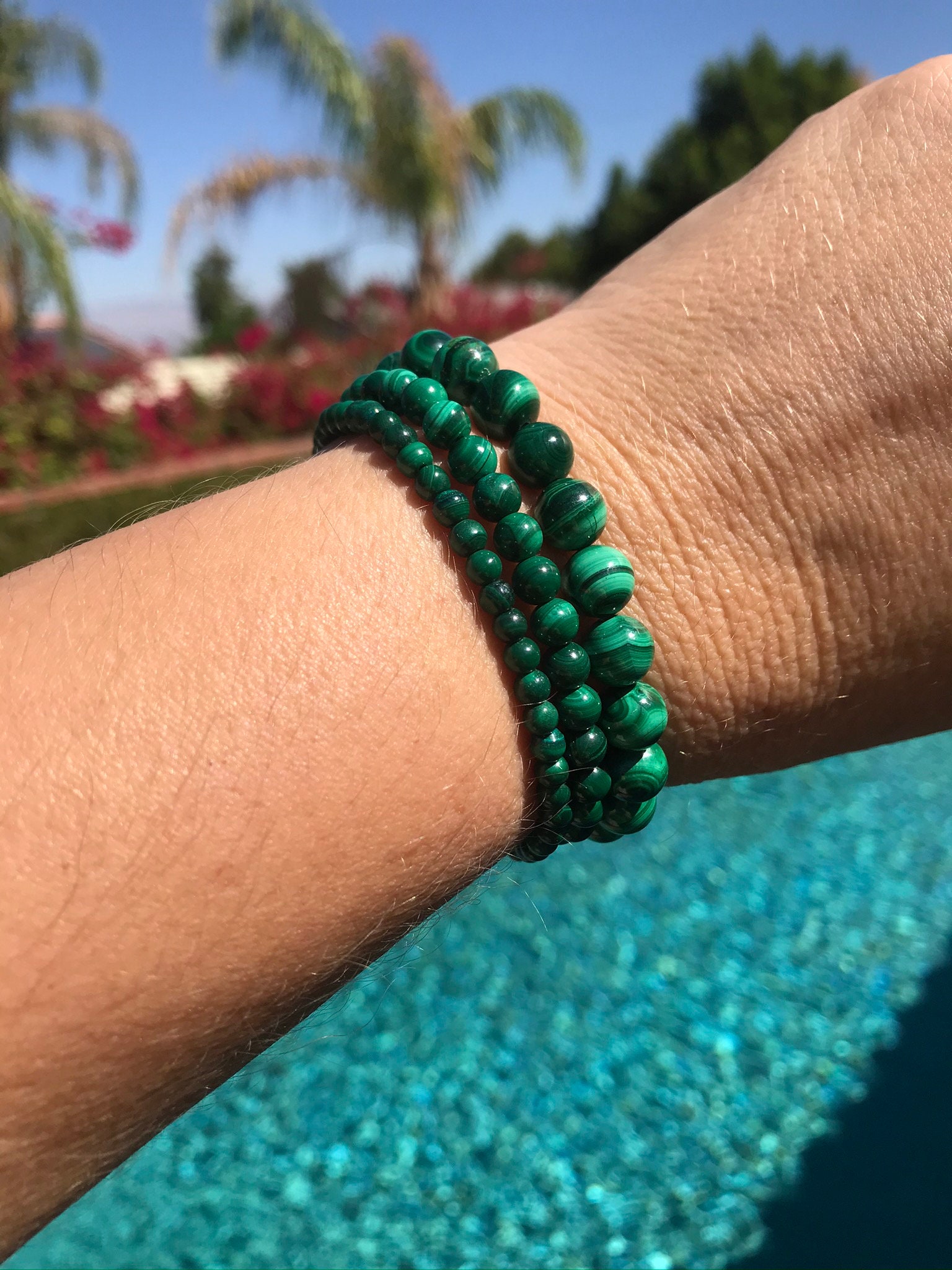 Malachite Bracelet 4mm 6mm or 8mm beaded intention Etsy