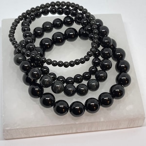 Black Obsidian Bracelet 4mm 6mm 8mm or 10mm Bead Beaded - Etsy