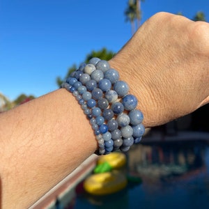 Blue Aventurine bracelet #1 - 4mm, 6mm, 8mm, 10mm or 12mm beaded intention bracelet - inner-strength, decision making, communication