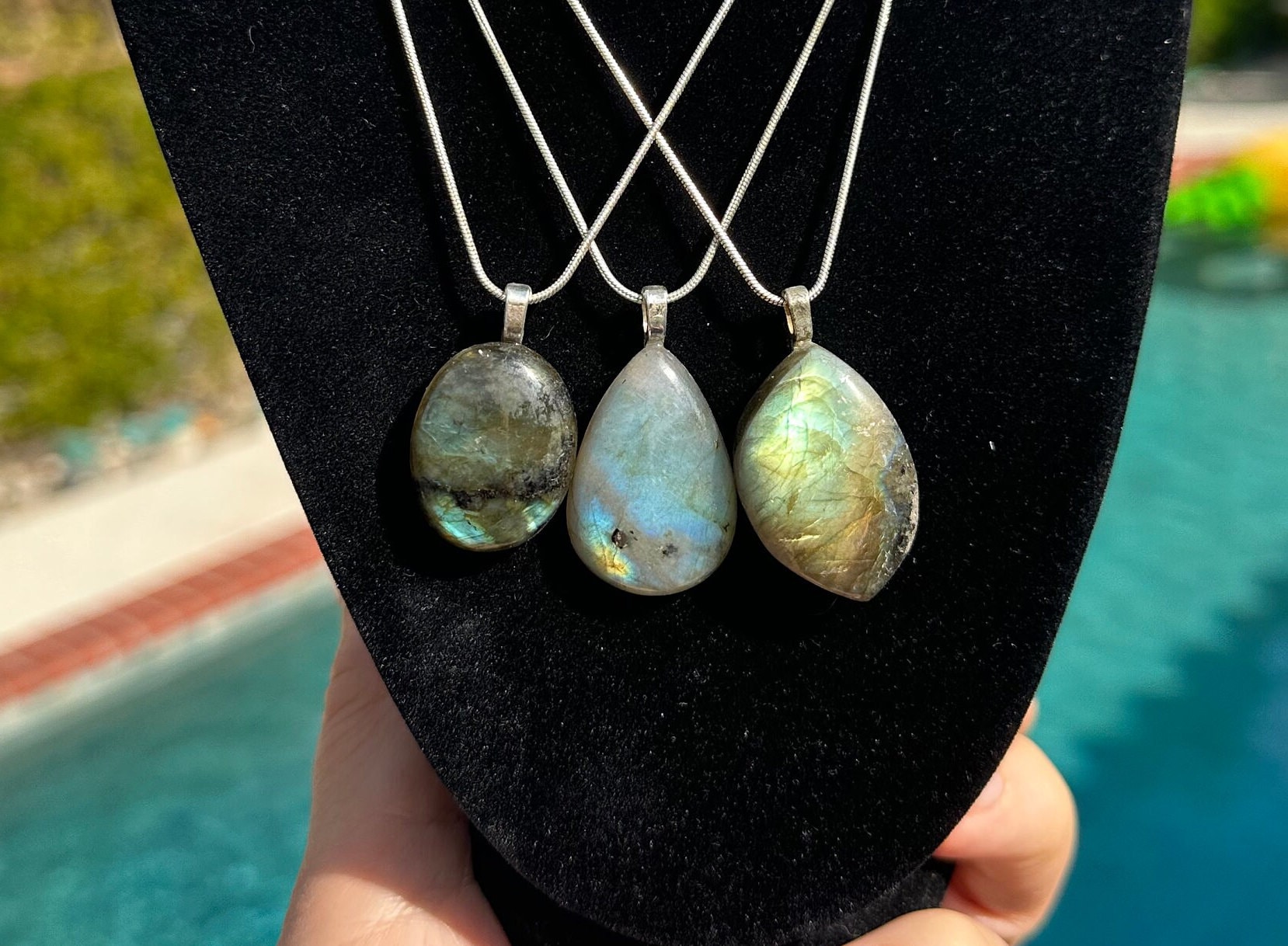 Collana In Argento 925 Con Ciondolo A Doppia Punta E Labradorite Naturale Iridescente – Catena 55 Cm - 3