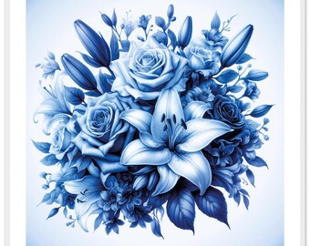 Póster de flores cuadrado con borde blanco con marco de fotos de flores silvestres.