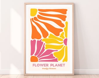 Sommer Blumen-Poster Flower Planet plakatives Blumen-Poster Punchy-Flowers florale Wandekoration für Wohnzimmer Nr. 03 made by RHB-DESIGN