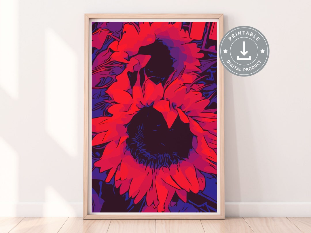 Red Flowers Poster Sunflowers Poster Botanical Print Printable Wall Art ...