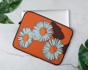 Bolsa para computadora portátil con flores en color naranja para proteger su computadora portátil, las fundas con flores alegran la vida cotidiana