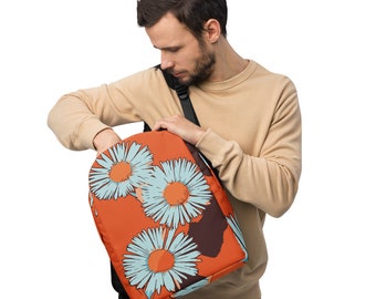 Mochila minimalista con motivo de flor de naranja