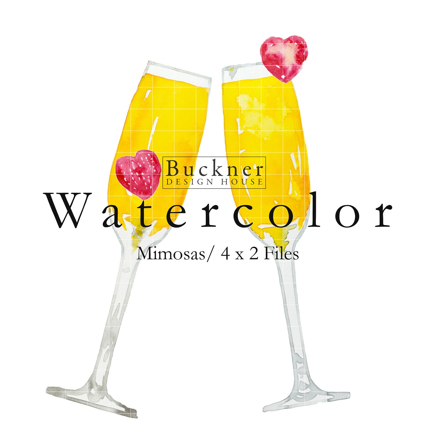 WATERCOLOR Mimosa Clip Art Mimosas Bottomless Mimosas Hand Painted