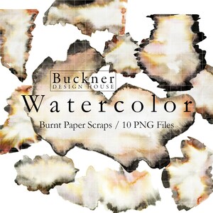 WATERCOLOR Burnt Paper Clip Art Bundle - Burned Edges - Burnt Edges - Burned Paper - Illustrations - Hand Painted - Instant Download - PNG