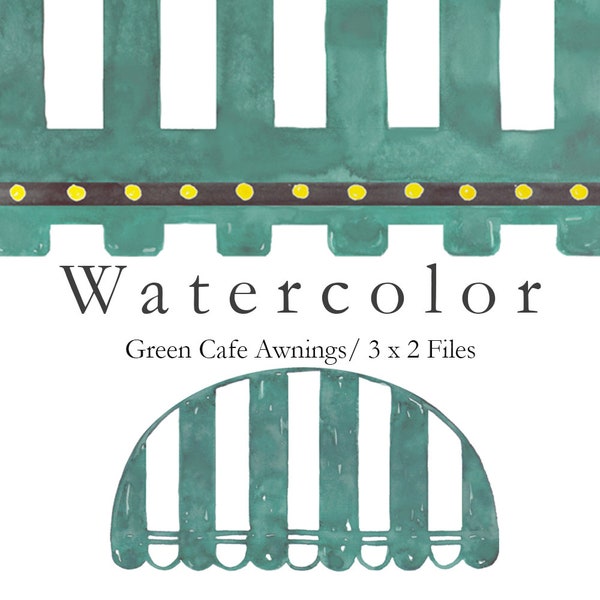 WATERCOLOR Cafe Awning Clip Art - New Orleans Cafe - Coffee and Beignets - French Donuts - Hand Painted - Cafe Clipart - JPG & PNG.