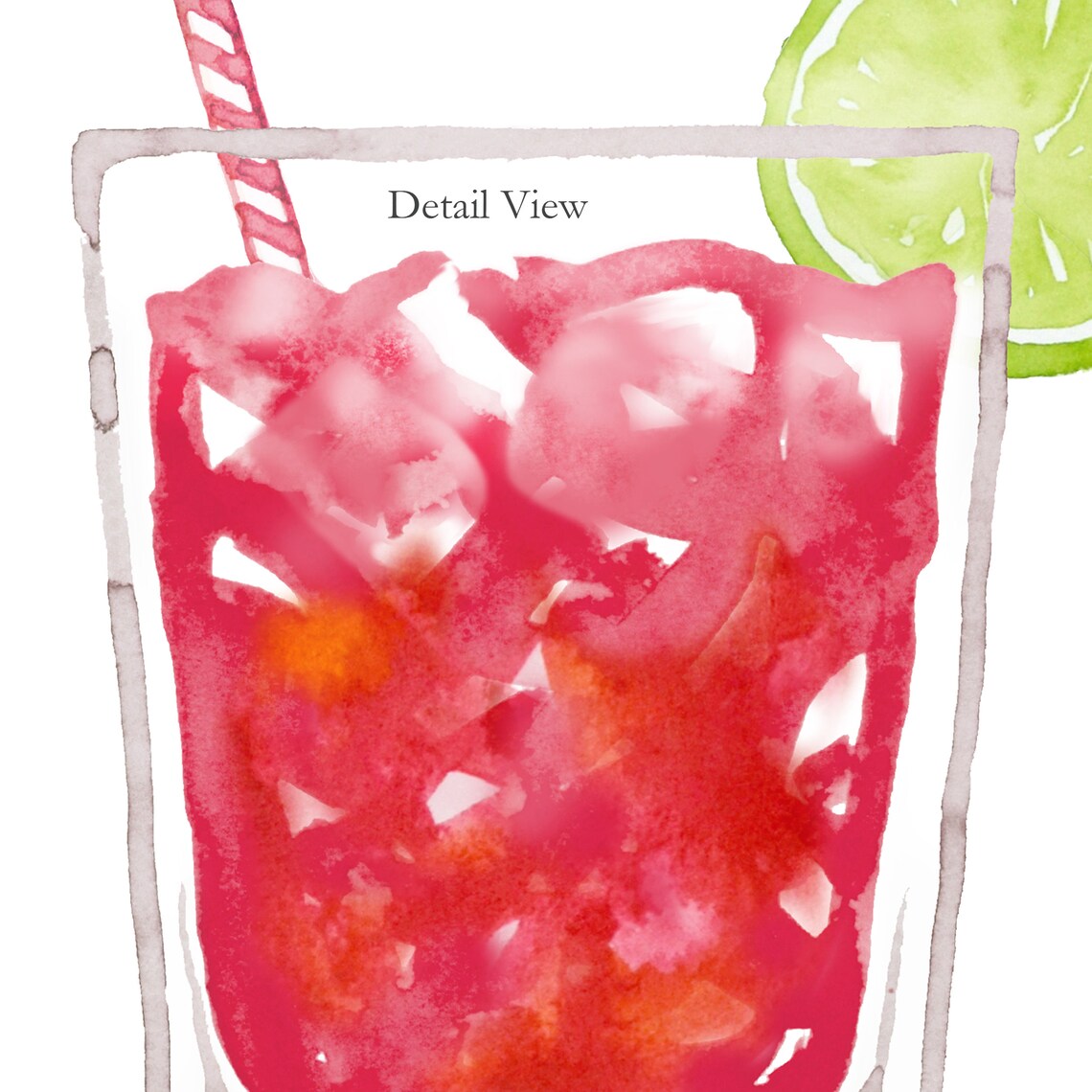 WATERCOLOR Cranberry Vodka Cocktail Illustration Vodka Etsy