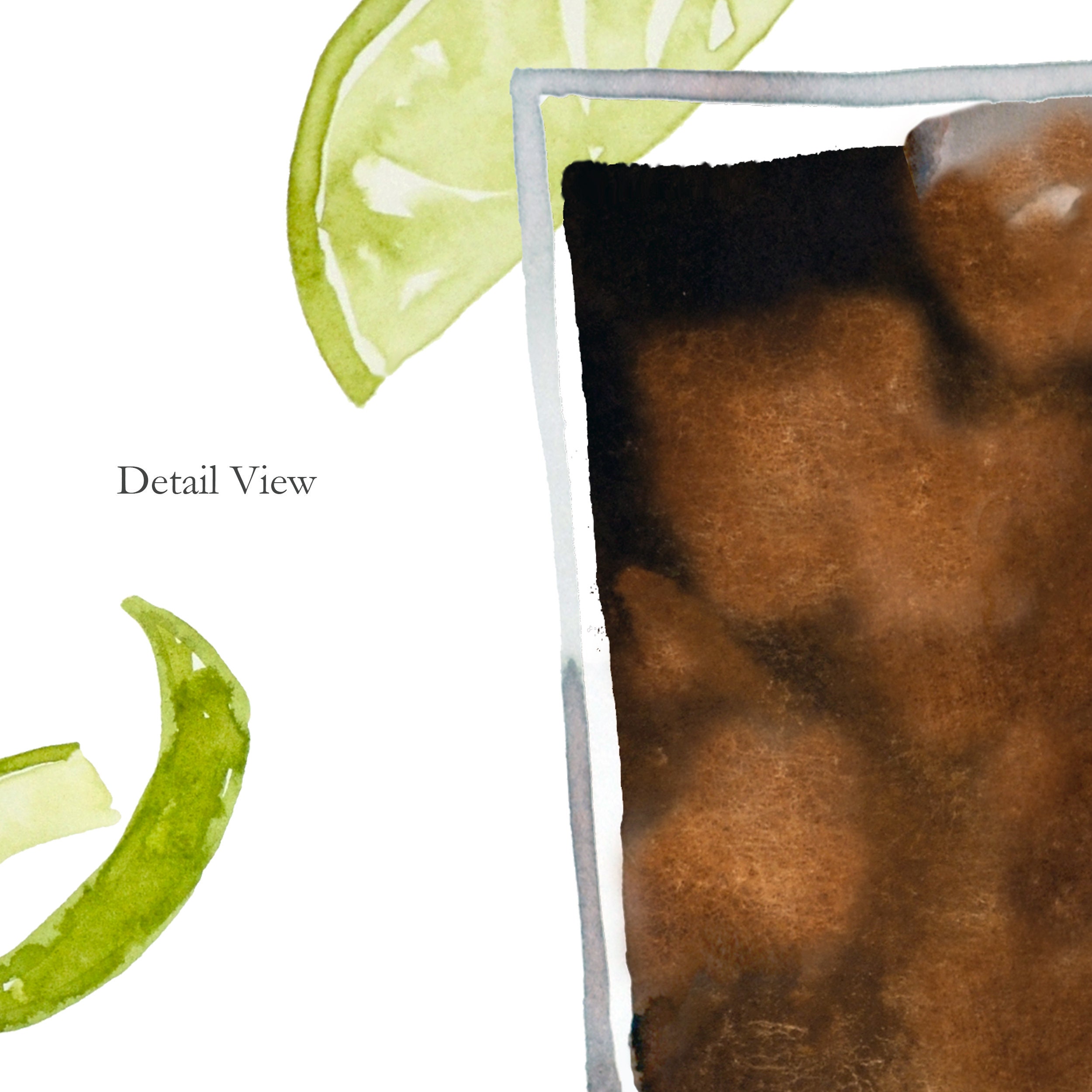 WATERCOLOR Rum and Coke Illustration Clip Art Long Island Etsy