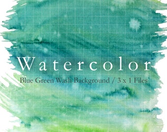 WATERCOLOR Blue Green Ombre Wash Clip Art - Beach - Ocean - Hand Painted - Instant Download - Background - Water - Backdrop - jpg, png, pdf