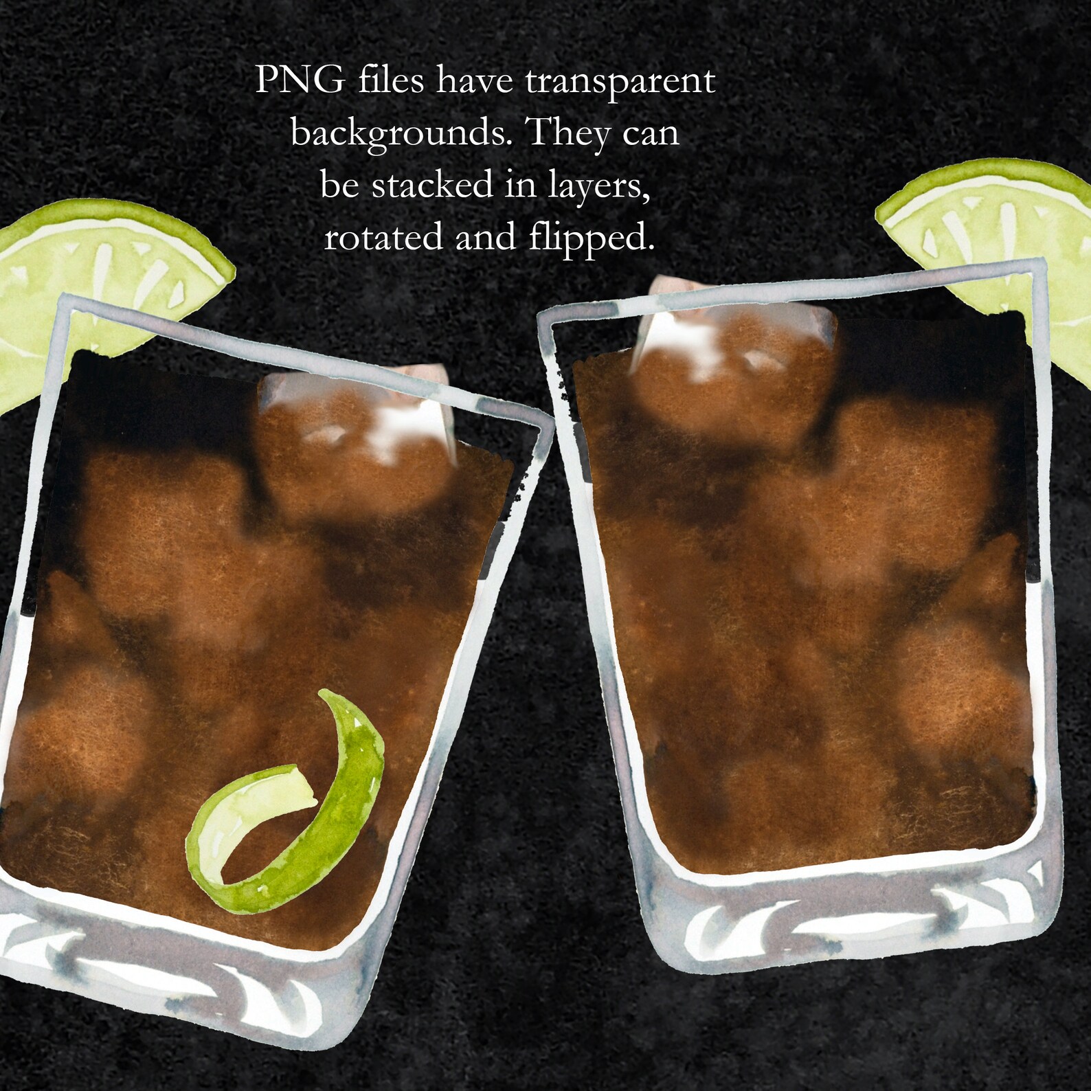 WATERCOLOR Rum and Coke Illustration Clip Art Long Island Etsy