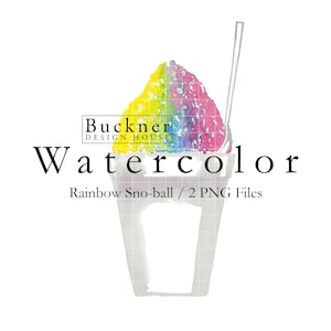 WATERCOLOR Rainbow Sno-ball Clip Art - Snoball Clipart - Snowball - Snow Cone - Sno-ball Illustration - Download - Hand Painted - PNG