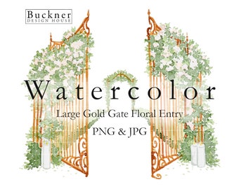 WATERCOLOR Heavenly Gates Illustration - Wedding Aisle Clip Art - DYI Wedding - Outdoor Wedding - Southern - Download - png, jpg