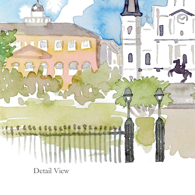WATERCOLOR Jackson Square Illustration Clip Art Hand Etsy