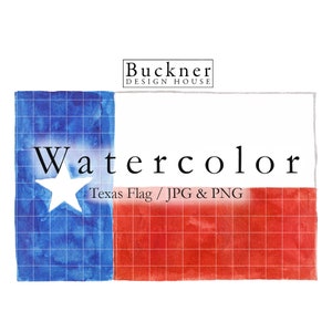 WATERCOLOR Texas Flag Illustration - Hand Painted - Texas Flag Clip Art - Instant Download - State Flag - Rectangular - PNG & JPG