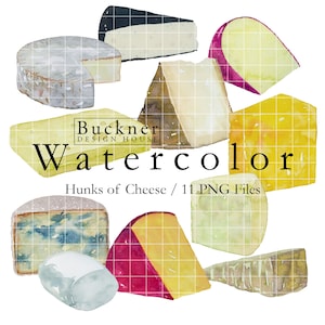 WATERCOLOR Cheese Illustrations - Hunks of Cheese - Cheeses - Cheese Display - Cheese Clip Art - Wine Tasting - Hand Painted - Cheese PNG