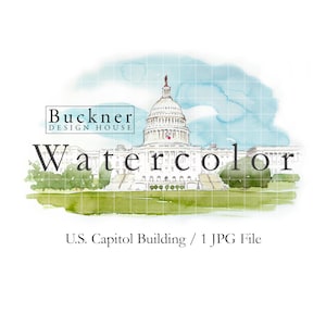 WATERCOLOR U.S. Capitol Building Illustration - Clip Art - Hand Painted - Capitol Building - Washington DC - Congress - Clipart - JPG