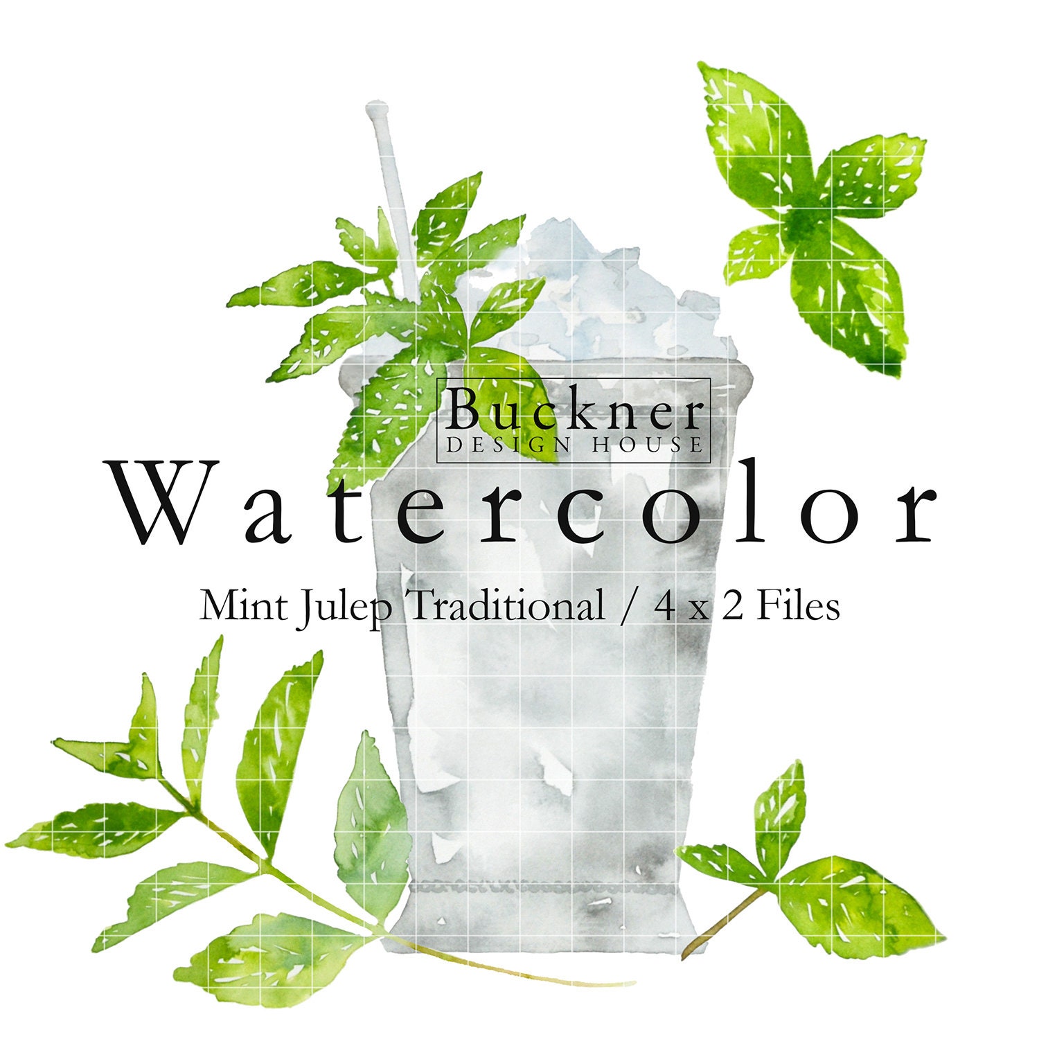 WATERCOLOR Mint Julep Clip Art Southern Cocktail Mint Bourbon Hand Painted  Download Kentucky Derby Silver Cup JPG & PNG 