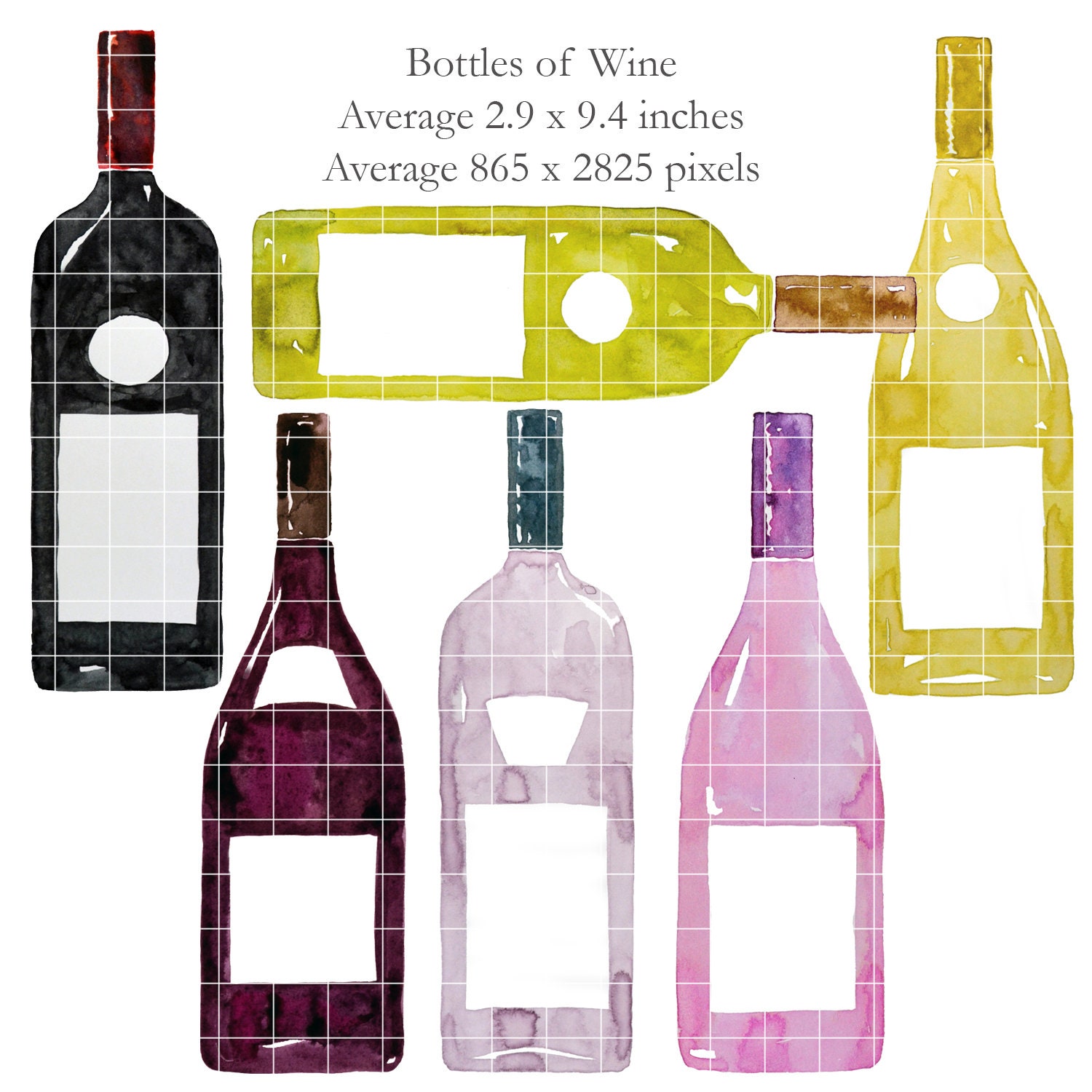 WATERCOLOR Wine Bottle Clip Art Wine Bottles Bottles of - Etsy