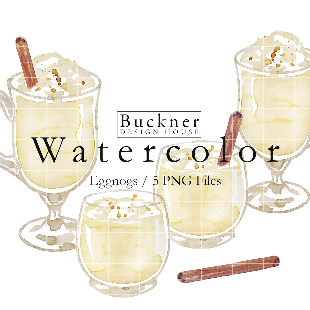 WATERCOLOR Eggnog Clip Art Eggnog Illustration Brandy Milk Punch