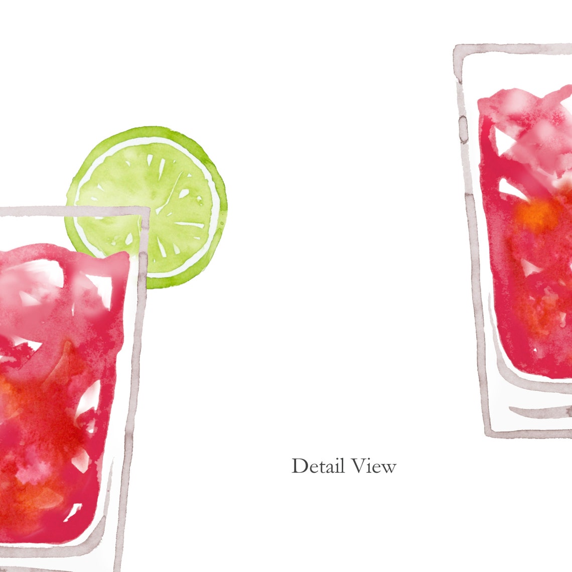 WATERCOLOR Cranberry Vodka Cocktail Illustration Vodka Etsy