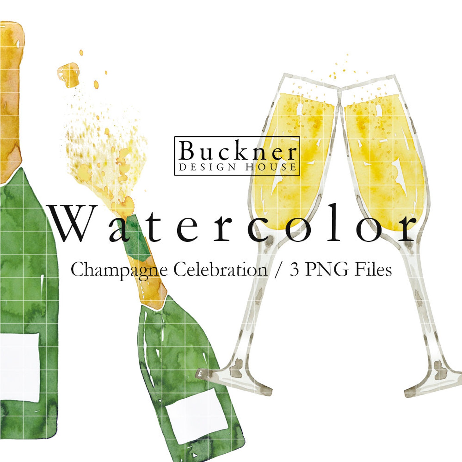 WATERCOLOR Champagne Celebration Clip Art Cork Popping | Etsy