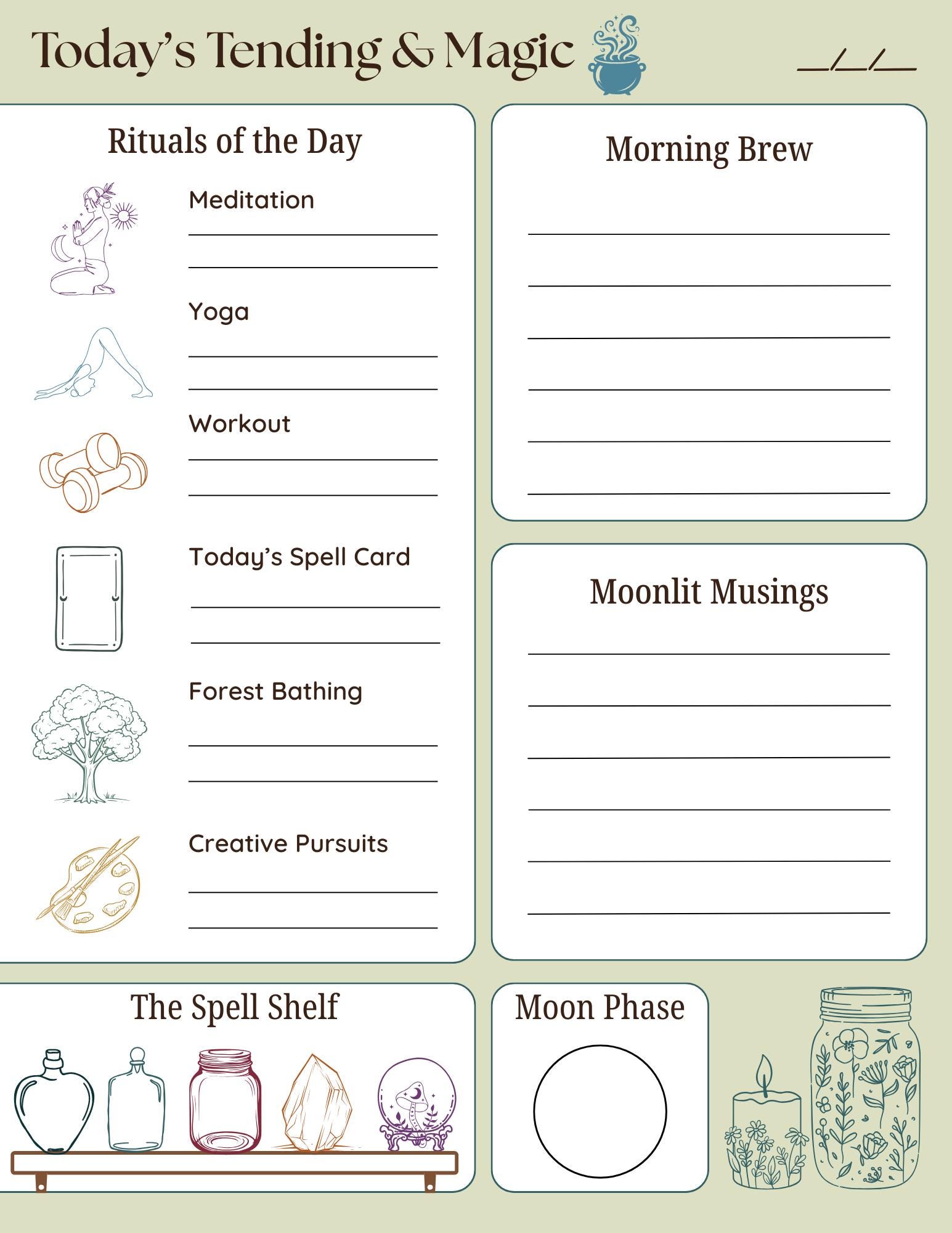 Planner Ritual Witchy Daily Ritual Tracker | Printable Self-care and Spellwork Planner ...