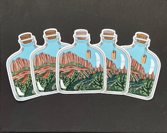 Zion National Park in a Bottle Sticker Perfect Small Christmas Gift for Hikers, Southwest Canyon wanderlust aesthetic