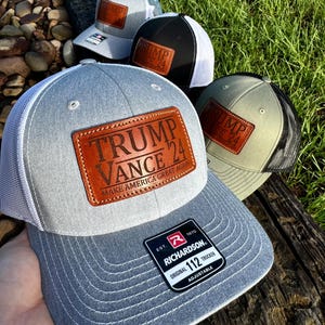 Trump Vance Leather patch Richardson Trucker Hat,Trump Richardson Hat, Trump Vance 2024 hat,Trump shirt,Trump trucker hat,Make America Great
