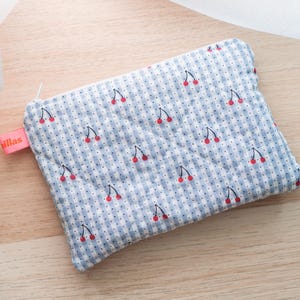 Kosmetiktasche Kirschen kariert Vichy, klein | Kulturbeutel, Etui, Schminktasche