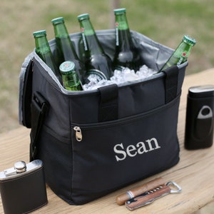 パーソナライズされたビールクーラーバッグ：花婿の付添人へのギフト、断熱ランチクーラー