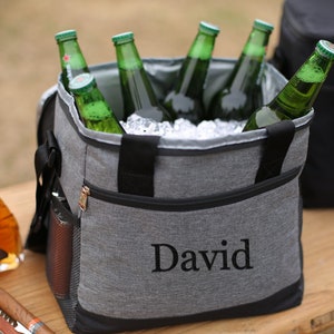 Groomsmen Gift, Personalized Beer Cooler Bag, Insulated Cooler Bag with Embroidery Monogram, Custom Gift for Men, Best Man Gift, Groom Gift