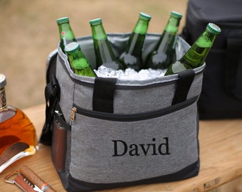 Groomsmen Gift, Personalized Beer Cooler Bag, Insulated Cooler Bag with Embroidery Monogram, Custom Gift for Men, Best Man Gift, Groom Gift