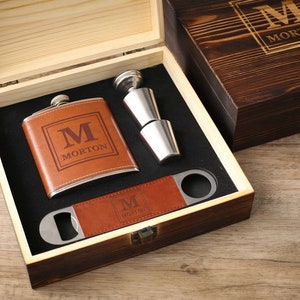 Personalized Groomsmen Gifts, Groomsmen Proposal Box Set, Bottle Opener and Flask in Groomsman Gift Box, Best Man Gift, Groom Gift, Dad Gift