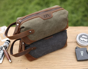 Personalized Canvas Leather Dopp Kit: Groomsmen Gift