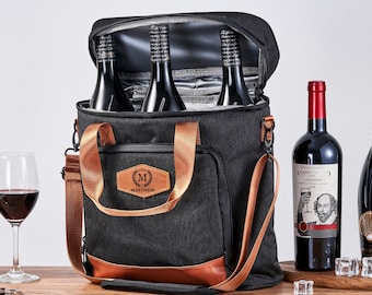 Personalized Groomsmen Gifts, Bottle Wine Tote, Gift for Groom, Gift for Men, Groomsmen Beer Cooler Bag, Custom Gifts for Men, Hiking Picnic