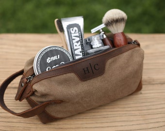 Monogram Canvas Leather Toiletry Bag: Personalized Dopp Kit