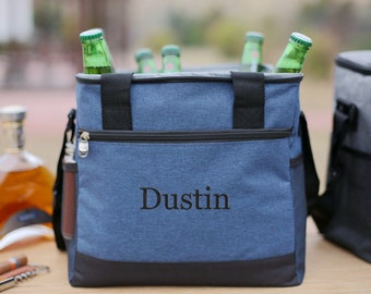 Groomsmen Gift, Personalized Beer Cooler Bag, Insulated Cooler Bag with Embroidery Monogram, Gift for Men, Best Man Gift, Groomsmen Cooler