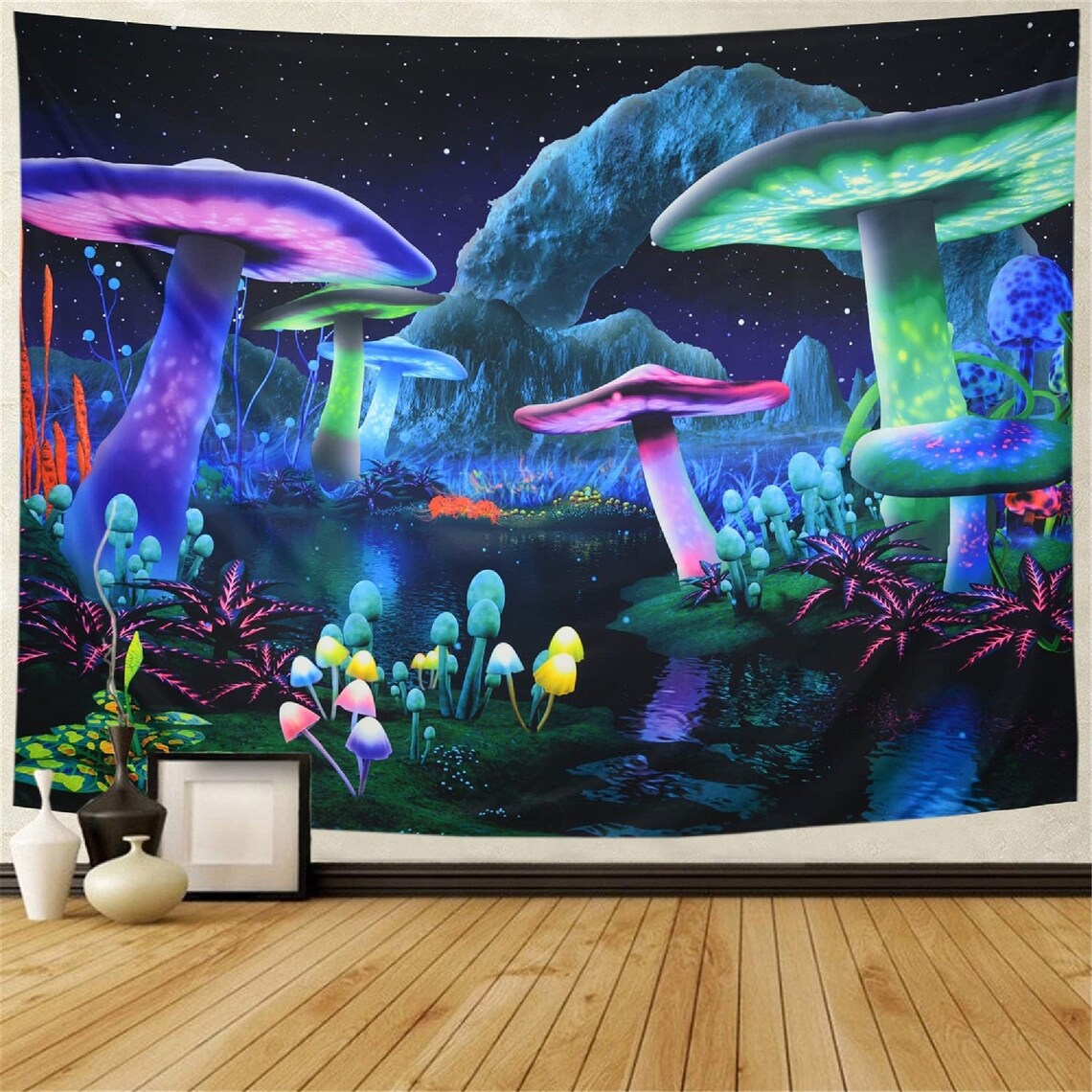 Psychedelic Mushroom Tapestry Fantasy Plant Galaxy Space | Etsy