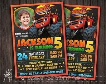 Blaze and the Monster Machines Invitation, Blaze and the Monster Machine Birthday, Party Invitations + photo
