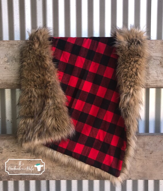 Buffalo Plaid Minky & Bear Fur Blanket Baby and Adult Sizes Etsy